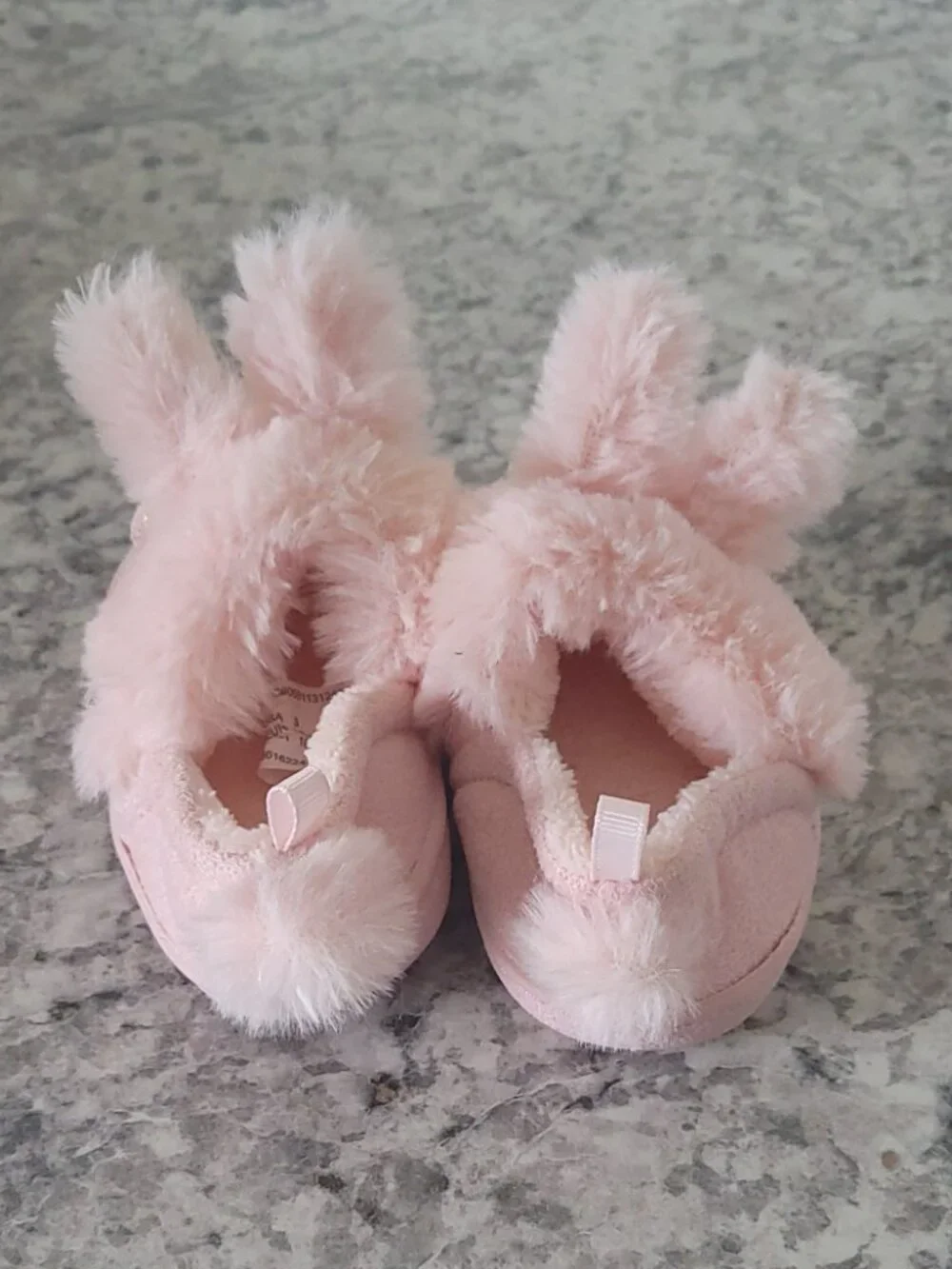 Wonder Nation Pink Bunny Shoes Baby Girls Size 3 Plush Faux Fur Soft Shoes